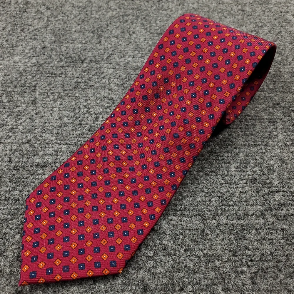 Charles Tyrwhitt Tie 100% Silk Geometric Formal Red Blue Orange Business Casual